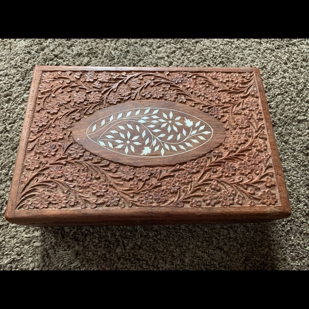 Vintage Hand Carved  Shesesham Wooden Box